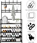 Μεταλλική Παπουτσοθήκη με 5 Ράφια 80cm x 26cm x 170cm Μαύρη