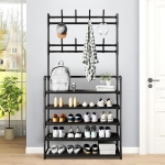 Μεταλλική Παπουτσοθήκη με 5 Ράφια 80cm x 26cm x 170cm Μαύρη