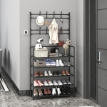 Μεταλλική Παπουτσοθήκη με 5 Ράφια 80cm x 26cm x 170cm Μαύρη