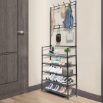 Μεταλλική Παπουτσοθήκη με 5 Ράφια 60cm x 26cm x 170cm Μαύρη