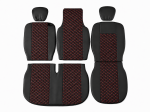 Σετ Καλύμματα Αυτοκινήτου για 2+1 RENAULT MASTER III 2010 - 2019 ECO Δέρμα Μαύρο με Κόκκινο Κέντημα