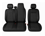 Σετ Καλύμματα Αυτοκινήτου για 2+1 RENAULT MASTER III 2010 - 2019 ECO Δέρμα Μαύρο με Λευκό Κέντημα