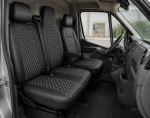 Σετ Καλύμματα Αυτοκινήτου για 2+1 RENAULT MASTER III 2010 - 2019 ECO Δέρμα Μαύρο με Λευκό Κέντημα
