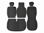 Σετ Καλύμματα Αυτοκινήτου για 2+1 RENAULT MASTER III 2010 - 2019 ECO Δέρμα Μαύρο με Λευκό Κέντημα