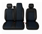 Σετ Καλύμματα Αυτοκινήτου για 2+1 RENAULT MASTER III 2010 - 2019 ECO Δέρμα Μαύρο με Μπλέ Κέντημα