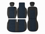 Σετ Καλύμματα Αυτοκινήτου για 2+1 RENAULT MASTER III 2010 - 2019 ECO Δέρμα Μαύρο με Μπλέ Κέντημα