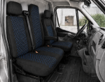 Σετ Καλύμματα Αυτοκινήτου για 2+1 RENAULT MASTER III 2010 - 2019 Ύφασμα Μαύρο με Μπλέ Κέντημα