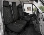 Σετ Καλύμματα Αυτοκινήτου για 2+1 RENAULT MASTER III 2010 - 2019 Ύφασμα Μαύρο με Λευκό Κέντημα