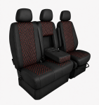 Σετ Καλύμματα Αυτοκινήτου για 2+1 MERCEDES SPRINTER W906 2006 - 2018 ECO Δέρμα Μαύρο με Κόκκινο Κέντημα