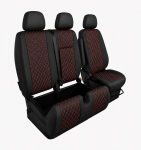 Σετ Καλύμματα Αυτοκινήτου για 2+1 MERCEDES SPRINTER W906 2006 - 2018 ECO Δέρμα Μαύρο με Κόκκινο Κέντημα