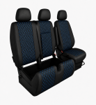Σετ Καλύμματα Αυτοκινήτου για 2+1 MERCEDES SPRINTER W906 2006 - 2018 ECO Δέρμα Μαύρο με Μπλέ Κέντημα