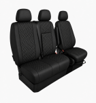 Σετ Καλύμματα Αυτοκινήτου για 2+1 MERCEDES SPRINTER W906 2006 - 2018 ECO Δέρμα Μαύρο με Μαύρο Κέντημα