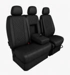 Σετ Καλύμματα Αυτοκινήτου για 2+1 MERCEDES SPRINTER W906 2006 - 2018 ECO Δέρμα Μαύρο με Μαύρο Κέντημα