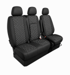 Σετ Καλύμματα Αυτοκινήτου για 2+1 MERCEDES SPRINTER W906 2006 - 2018 ECO Δέρμα Μαύρο με Λευκό Κέντημα