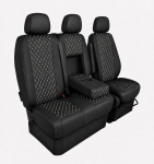 Σετ Καλύμματα Αυτοκινήτου για 2+1 MERCEDES SPRINTER W906 2006 - 2018 ECO Δέρμα Μαύρο με Λευκό Κέντημα