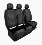 Σετ Καλύμματα Αυτοκινήτου για 2+1 MERCEDES SPRINTER W906 2006 - 2018 ECO Δέρμα Μαύρο με Λευκό Κέντημα