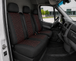 Σετ Καλύμματα Αυτοκινήτου για 2+1 MERCEDES SPRINTER W906 2006 - 2018 Ύφασμα Μαύρο με Κόκκινο Κέντημα