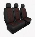 Σετ Καλύμματα Αυτοκινήτου για 2+1 MERCEDES SPRINTER W906 2006 - 2018 Ύφασμα Μαύρο με Κόκκινο Κέντημα