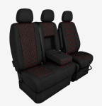 Σετ Καλύμματα Αυτοκινήτου για 2+1 MERCEDES SPRINTER W906 2006 - 2018 Ύφασμα Μαύρο με Κόκκινο Κέντημα