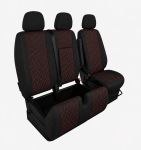 Σετ Καλύμματα Αυτοκινήτου για 2+1 MERCEDES SPRINTER W906 2006 - 2018 Ύφασμα Μαύρο με Κόκκινο Κέντημα