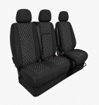 Σετ Καλύμματα Αυτοκινήτου για 2+1 MERCEDES SPRINTER W906 2006 - 2018 Ύφασμα Μαύρο με Λευκό Κέντημα