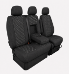 Σετ Καλύμματα Αυτοκινήτου για 2+1 MERCEDES SPRINTER W906 2006 - 2018 Ύφασμα Μαύρο με Λευκό Κέντημα