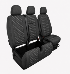Σετ Καλύμματα Αυτοκινήτου για 2+1 MERCEDES SPRINTER W906 2006 - 2018 Ύφασμα Μαύρο με Λευκό Κέντημα