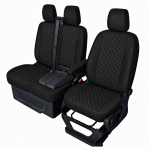 Σετ Καλύμματα Αυτοκινήτου για 2+1 FORD TRANSIT CUSTOM 2009+ ECO Δέρμα Μαύρο με Μαύρο Κέντημα