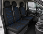 Σετ Καλύμματα Αυτοκινήτου για 2+1 FORD TRANSIT CUSTOM 2009+ ECO Δέρμα Μαύρο με Μπλέ Κέντημα