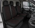 Σετ Καλύμματα Αυτοκινήτου για 2+1 FORD TRANSIT CUSTOM 2009+ Ύφασμα Μαύρο με Κόκκινο Κέντημα