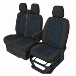 Σετ Καλύμματα Αυτοκινήτου για 2+1 FORD TRANSIT CUSTOM 2009+ Ύφασμα Μαύρο με Μπλέ Κέντημα