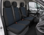 Σετ Καλύμματα Αυτοκινήτου για 2+1 FORD TRANSIT CUSTOM 2009+ Ύφασμα Μαύρο με Μπλέ Κέντημα