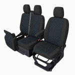 Σετ Καλύμματα Αυτοκινήτου για 2+1 FORD TRANSIT CUSTOM 2009+ Ύφασμα Μαύρο με Μπλέ Κέντημα