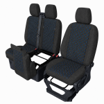 Σετ Καλύμματα Αυτοκινήτου για 2+1 FORD TRANSIT CUSTOM 2009+ Ύφασμα Μαύρο με Μπλέ Κέντημα