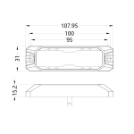 LED Φώτα Οδικής Βοήθειας Φλάς Λάμψη 12V / 24V Πορτοκαλί / Πορτοκαλί Εξωτερικά 108mm X 31mm X 15mm