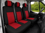 Καλύμματα Για Καθίσματα Πολυεστερικά Transit / Sprinter / Movano / Master / Crafter / Transporter / LT / Boxer / Jumper 2+1 Τεμάχια Μαύρο / Κόκκινο