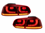 Πίσω Φανάρια Led Vw Golf 6 2008 - 2014 Gti R Design Τρέχουμενο Φλας Κόκκινα Σετ 2τμχ