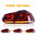 Πίσω Φανάρια Led Vw Golf 6 2008 - 2014 Gti R Design Τρέχουμενο Φλας Κόκκινα Σετ 2τμχ
