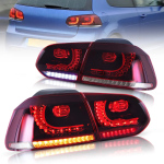 Πίσω Φανάρια Led Vw Golf 6 2008 - 2014 Gti R Design Τρέχουμενο Φλας Κόκκινα Σετ 2τμχ