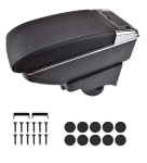 Δερμάτινο Υποβραχιόνιο για VW Golf V 2003–2009 / VW Golf VI 2008–2013 / VW Jetta V 2005–2010 - Οικολογικό δέρμα - Μαύρο