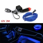 Εύκαμπτο Φωτιζόμενο LED Καλώδιο Neon 12V για Εσωτερική Διακόσμηση Αυτοκινήτου 2m Μπλε