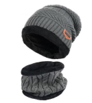 Σετ Χειμωνιάτικων Αξεσουάρ Σκουφί και Κασκόλ Γκρι 2 Τεμ.