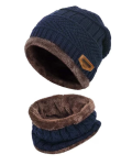 Σετ Χειμωνιάτικων Αξεσουάρ Σκουφί και Κασκόλ Σκούρο Μπλε 2 Τεμ.