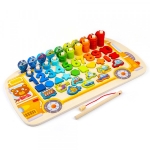 Εκπαιδευτικό Παιδικό Παιχνίδι ΛΕΩΦΟΡΕΙΟ MONTESSORI με Ψάρια / Δαχτυλίδια / Αριθμούς / Φιγούρες και Οχήματα