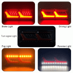 Σετ Πίσω Φανάρια LED Αριστερό - Δεξιό 12V / 24V με Δυναμικό Φλας Νέον Εφέ 32cm x 13cm για Λεωφορείο / Φορτηγό / Ρυμουλκούμενα / Τροχόσπιτα